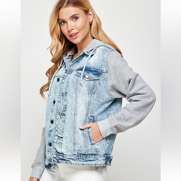 Aster June women’s denim sweatshirt jacket hoodie - Picture 4 of 7